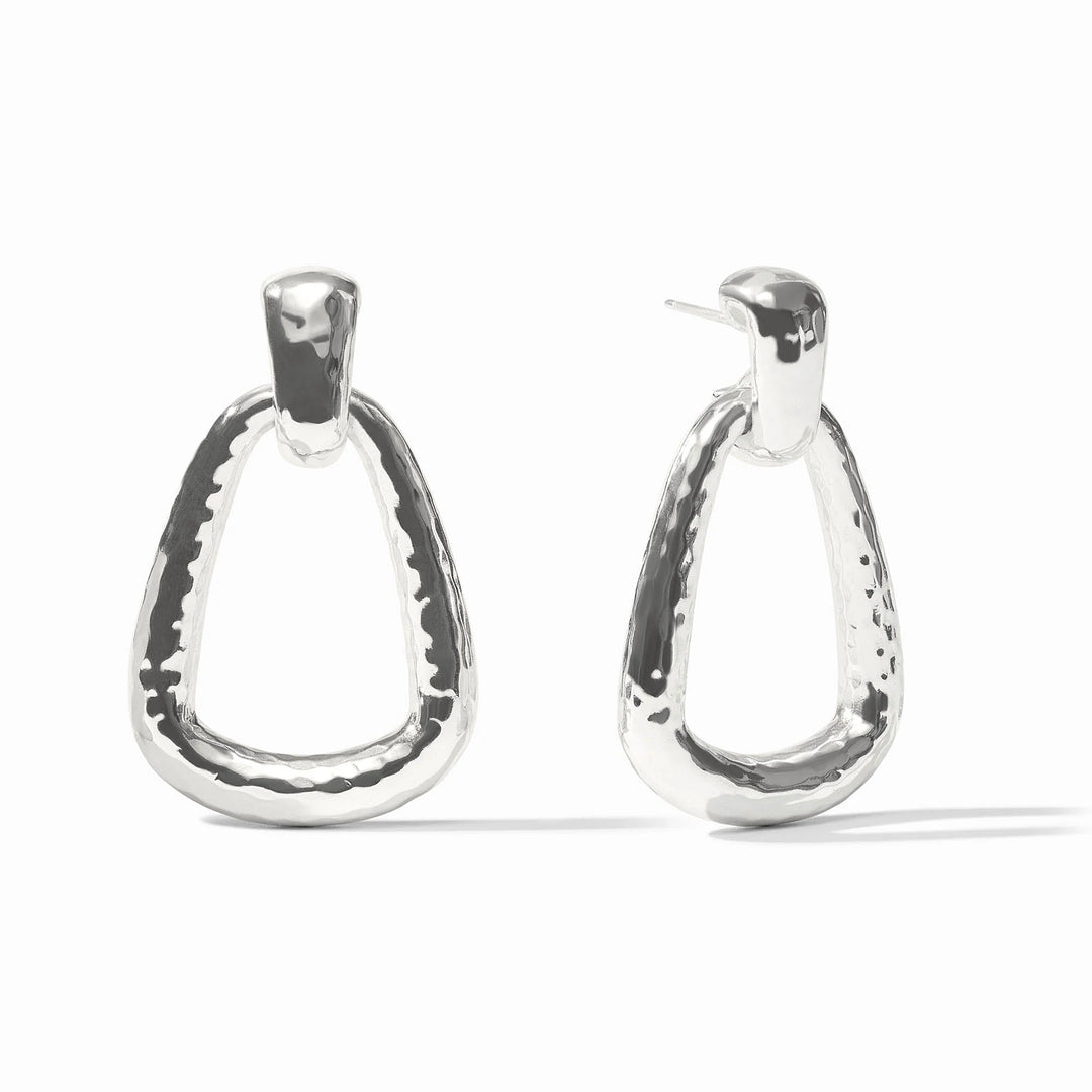 Sahara Doorknocker Earring in silver with hammered open drop design