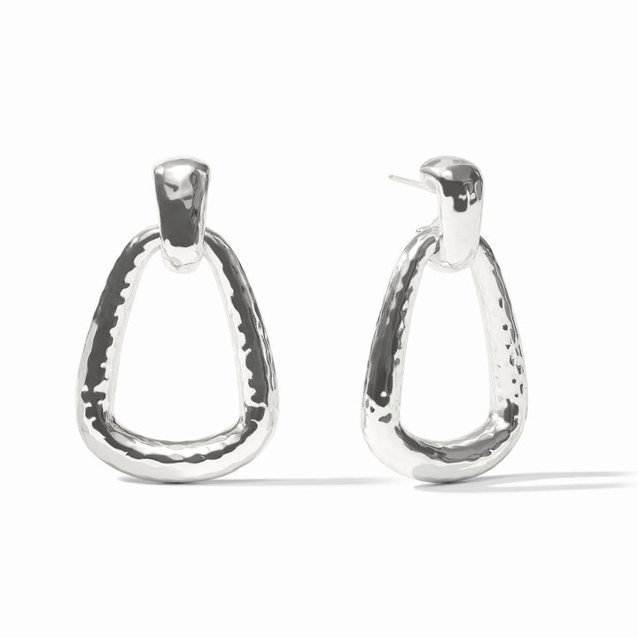 Sahara Doorknocker Earring in silver with hammered open drop design