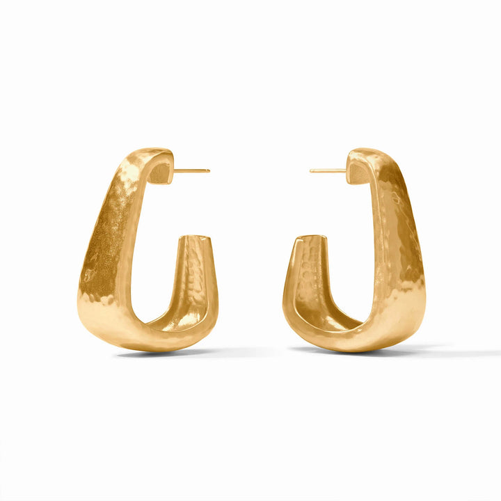 Gold Sahara Hoop Earrings showing textured finish and post back