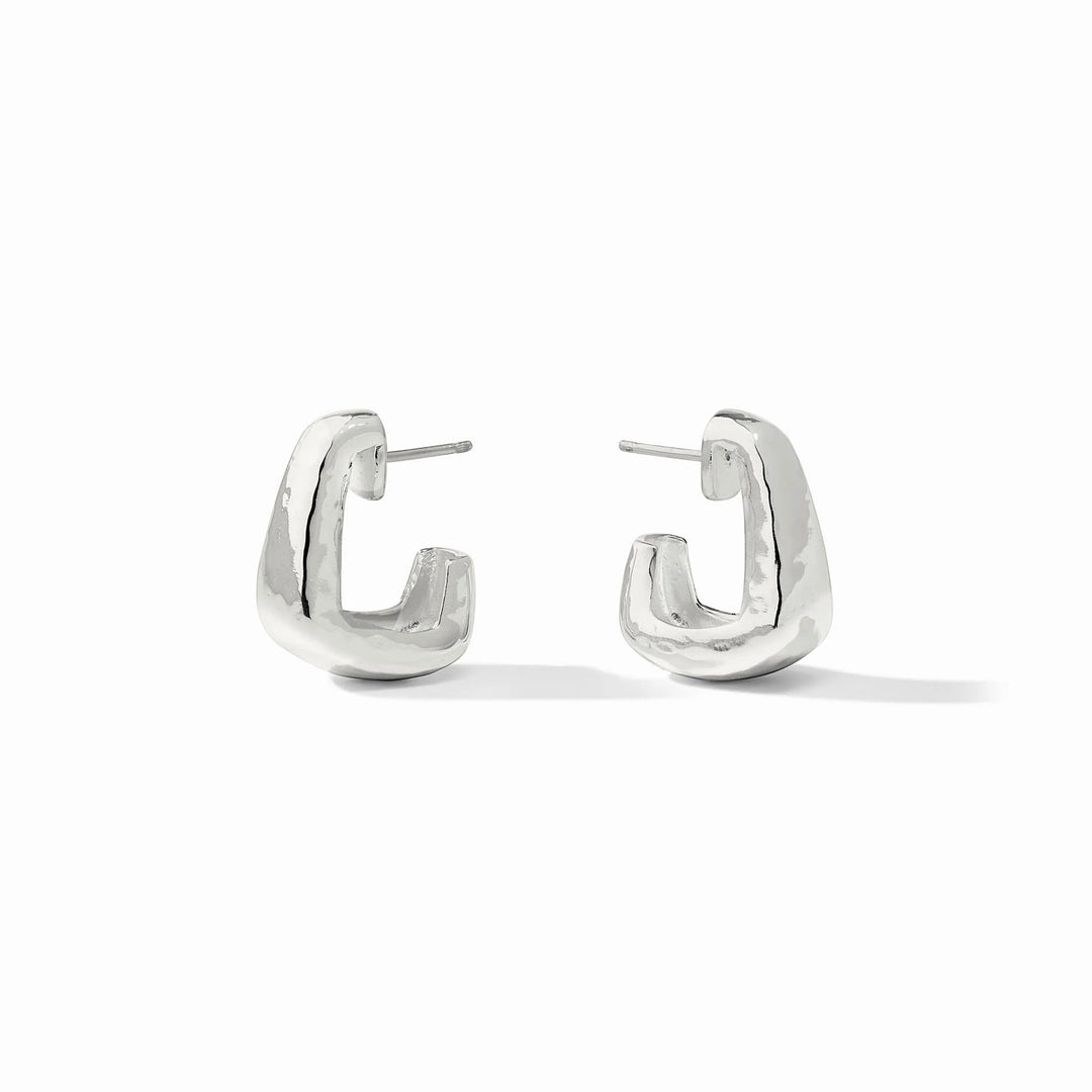 Silver Sahara Hoop Earrings with sculptural textured finish