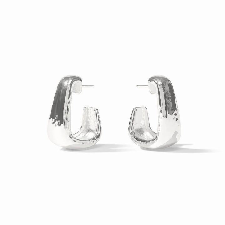 Silver Sahara Hoop Earrings showing textured finish and post back