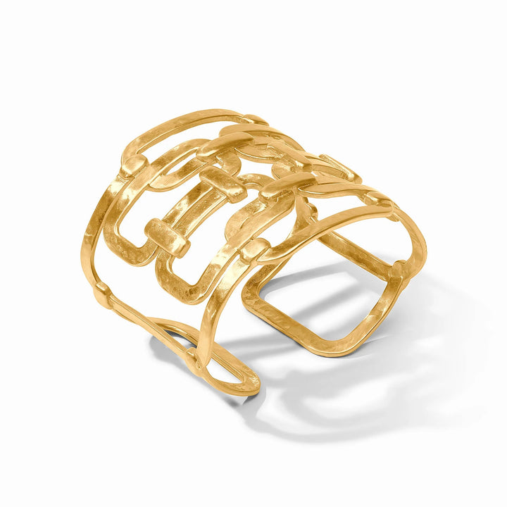 Gold Sahara Statement Cuff showing textured open-link design
