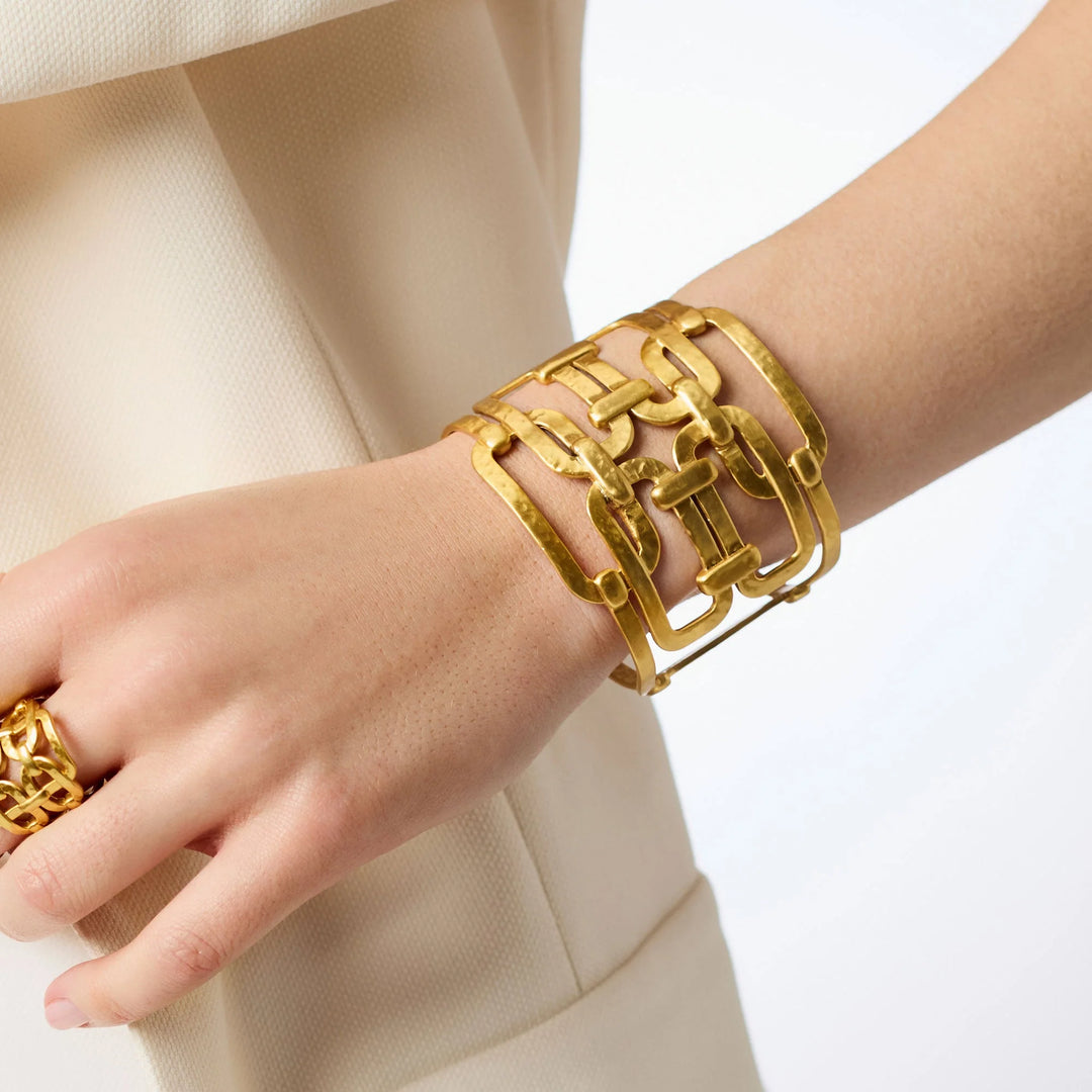 Gold Sahara Statement Cuff styled on wrist