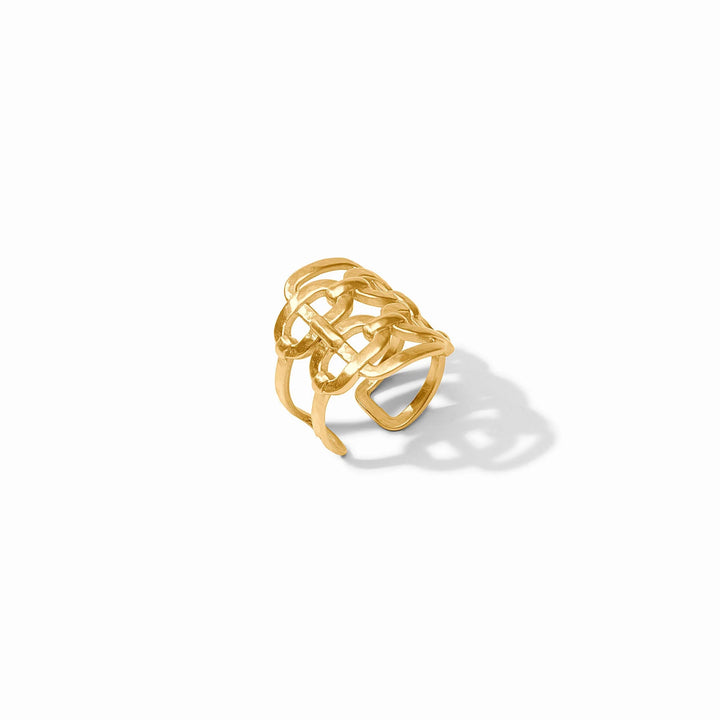 Gold Sahara Statement Ring showing textured open-link design