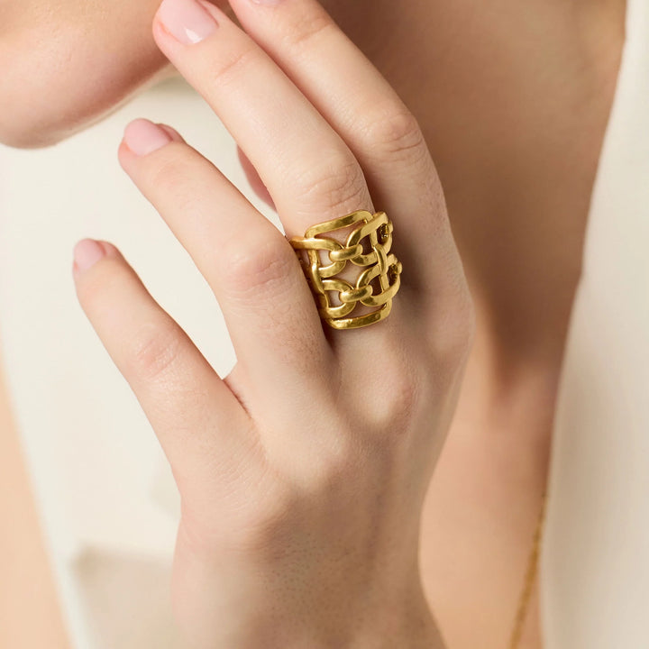 Gold Sahara Statement Ring styled on hand