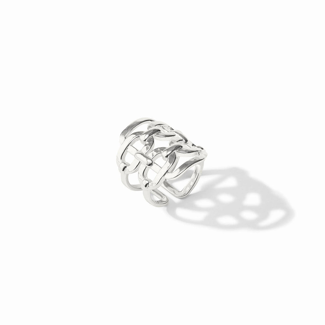 Silver Sahara Statement Ring showing textured open-link design