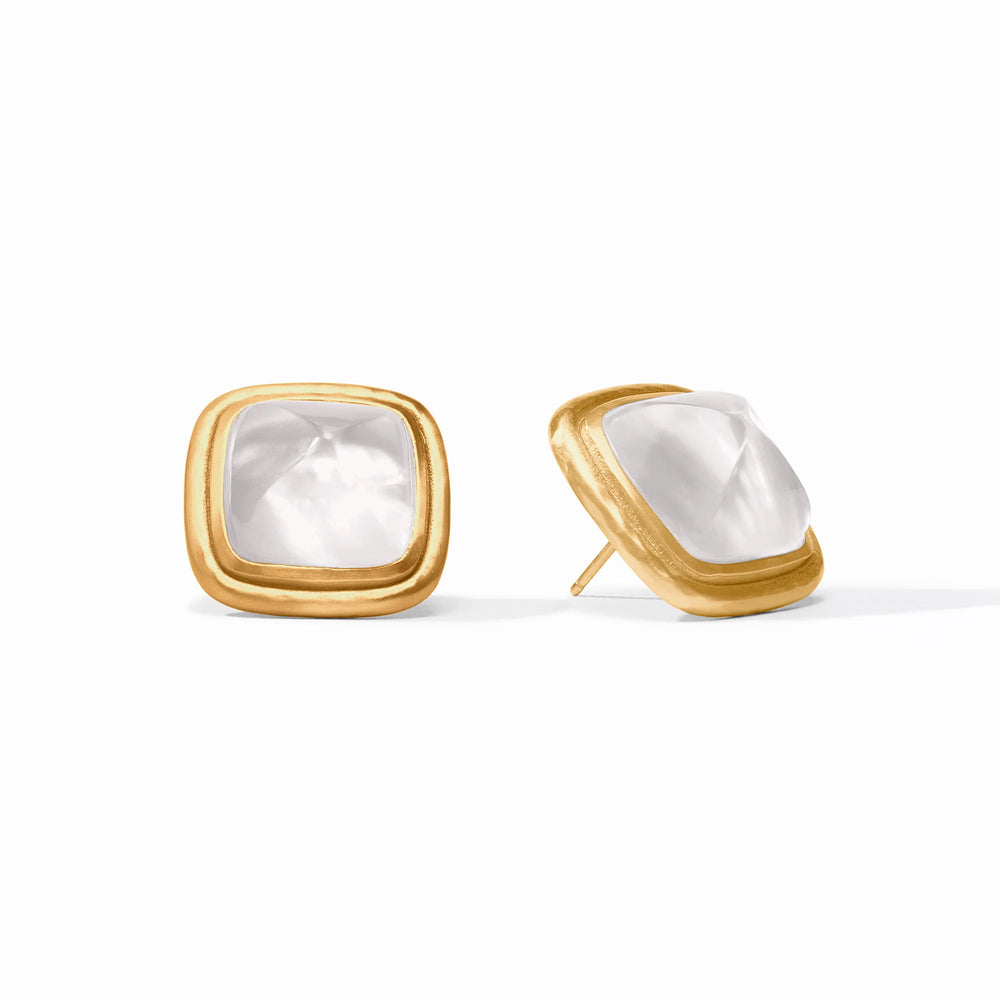 Sahara Stone Stud Earrings in iridescent clear crystal with gold-tone setting