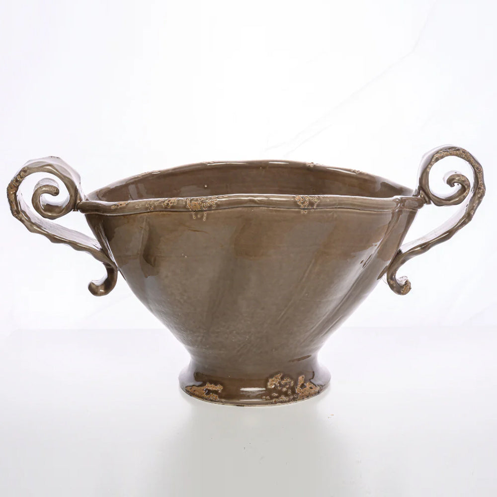 Scavo Twist Bowl with Handles - Taupe