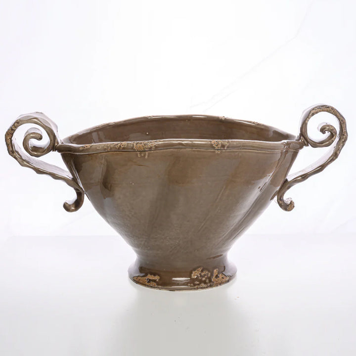 Scavo Twist Bowl with Handles - Taupe