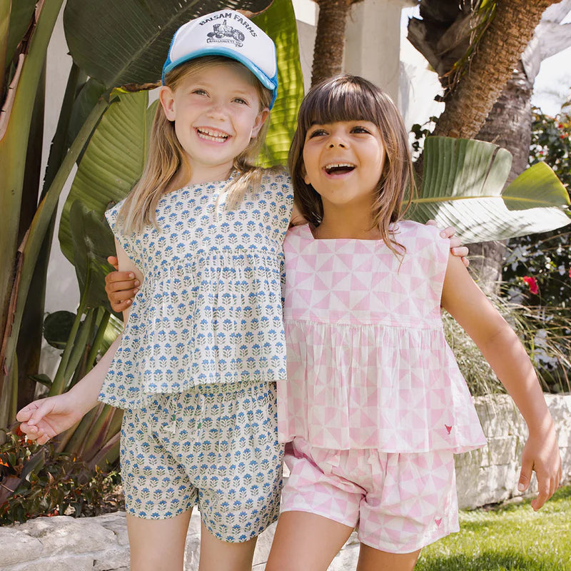 Girls Kamari 2-Piece Set - Pink Triangle Check
