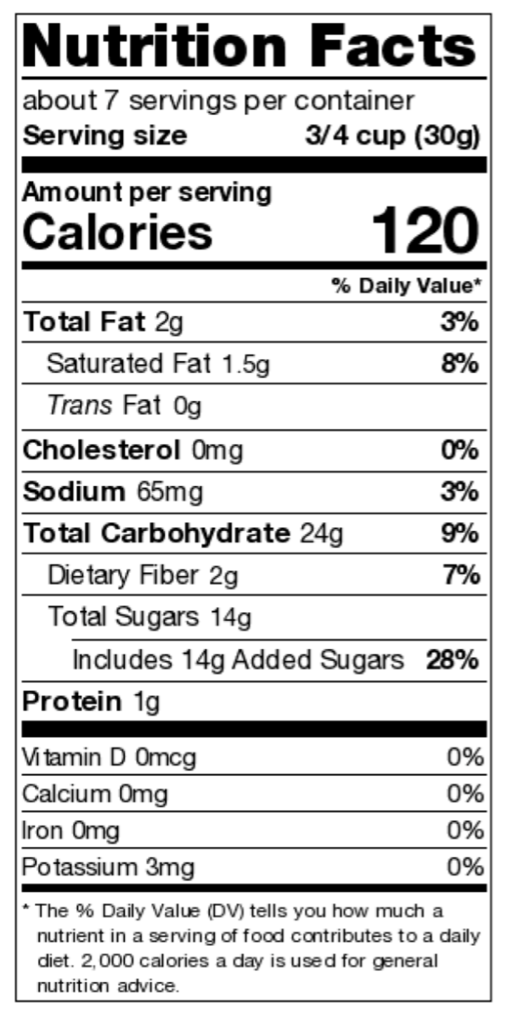 Nutrition facts for Poppy Shirley Temple Hand-Crafted Popcorn