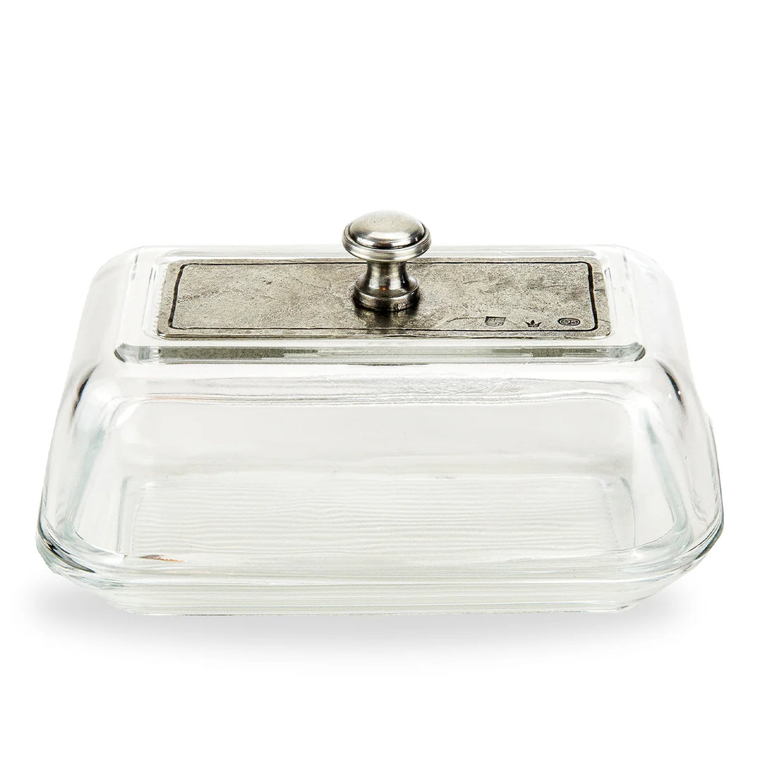 Vintage Glass Covered Butter Dish