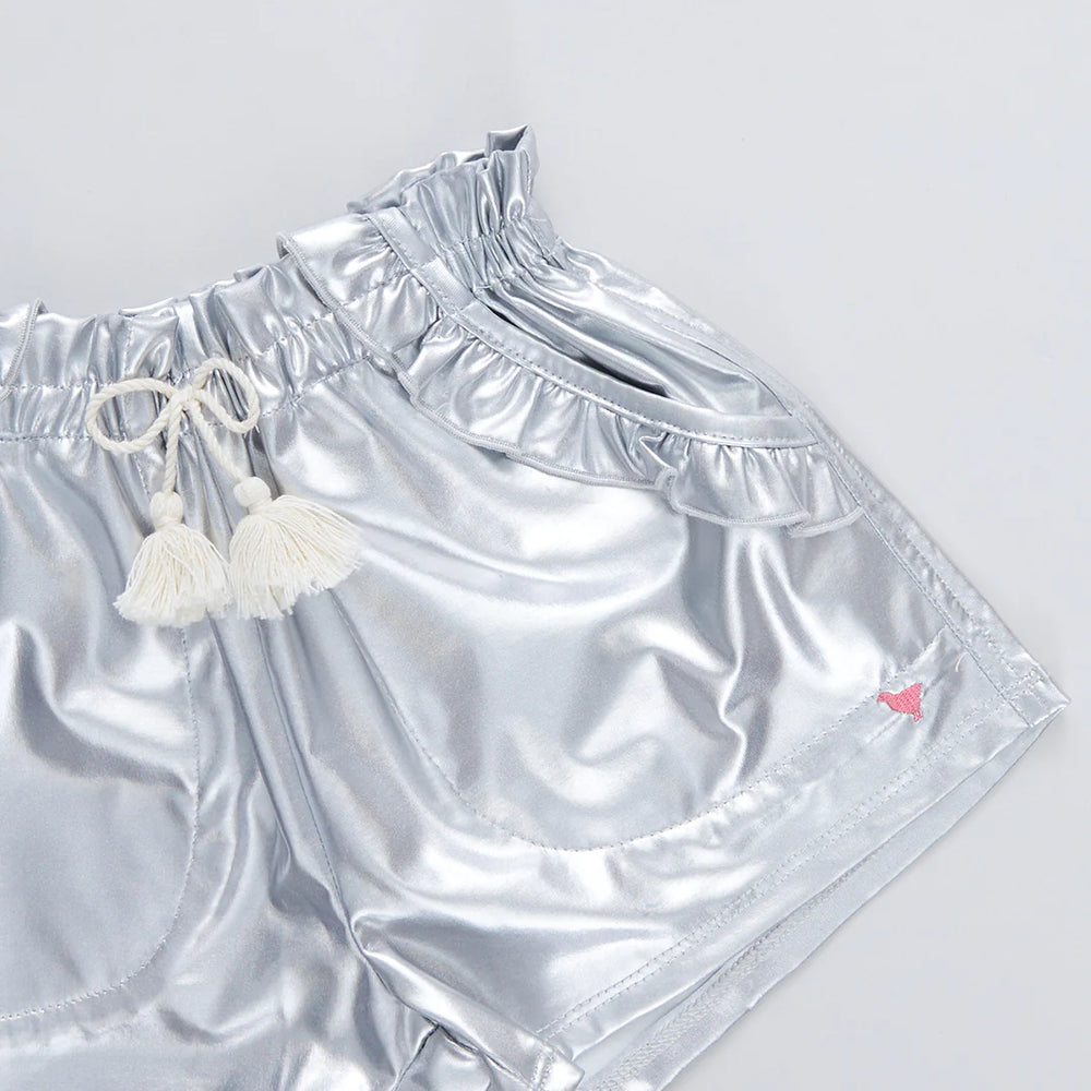 Girls Theodore Short - Silver Lame