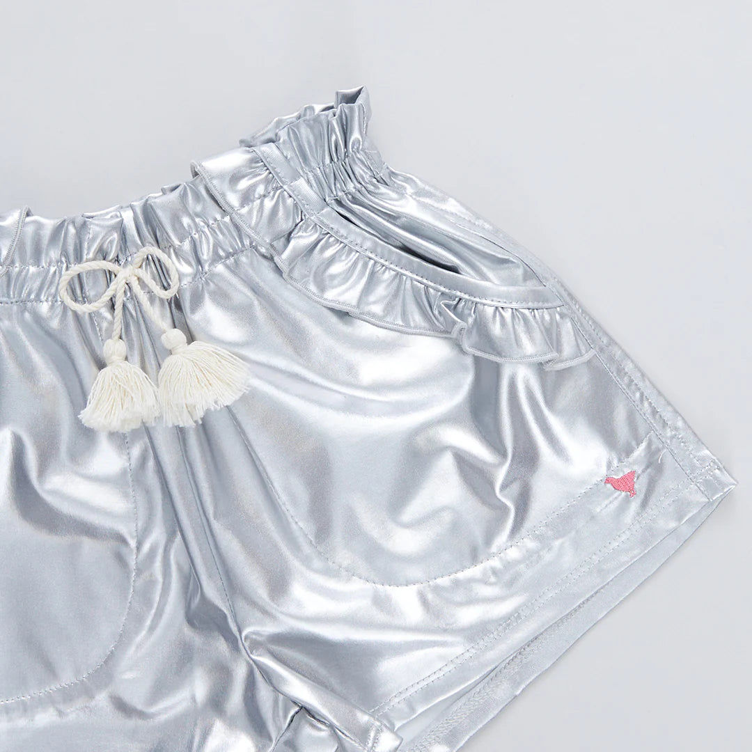 Girls Theodore Short - Silver Lame