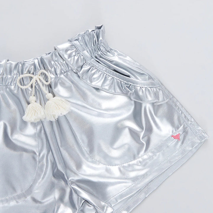 Girls Theodore Short - Silver Lame