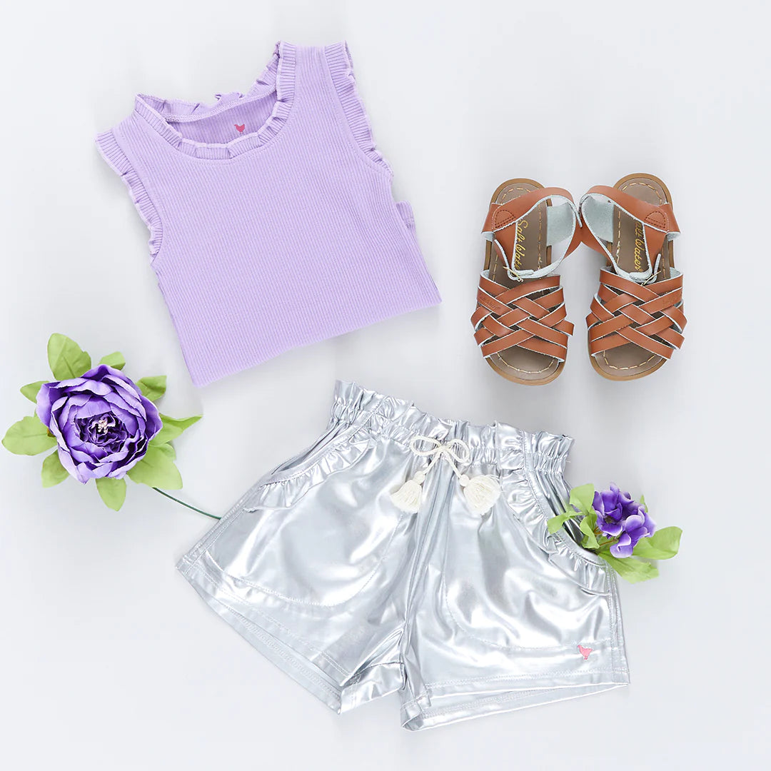 Girls Theodore Short - Silver Lame