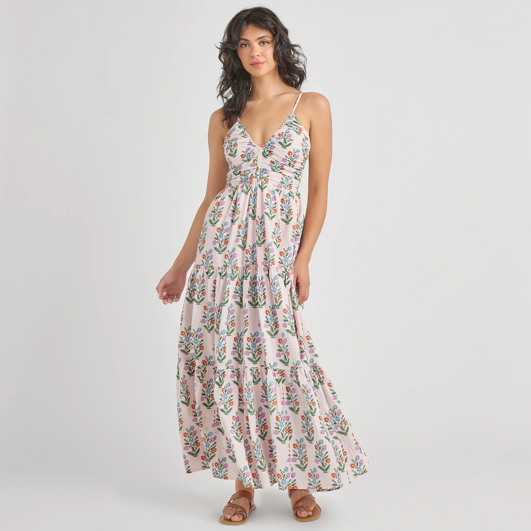 Women's Hope Dress - Pink Dewdrop Block Print