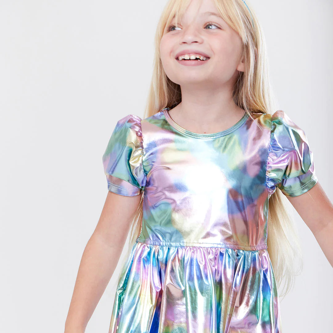 Girls Laurie Dress - Cotton Candy Lame
