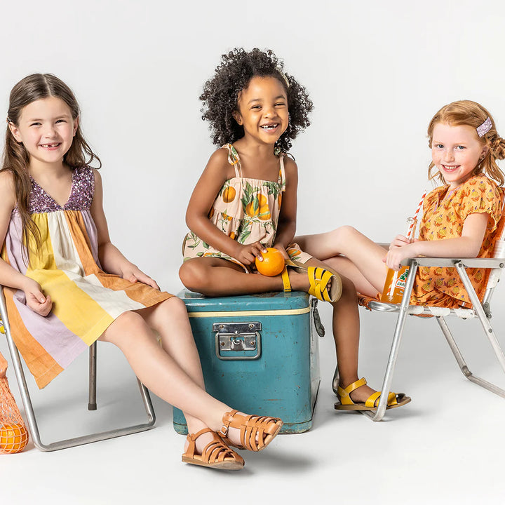 Girls Stella Top - Pink Botanical Oranges