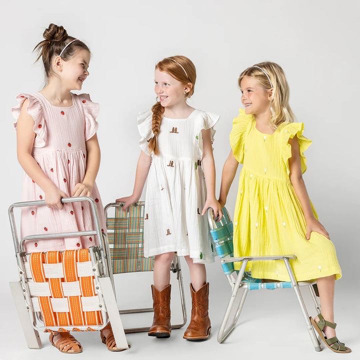 Girls Elsie Dress - Strawberry Embroidery