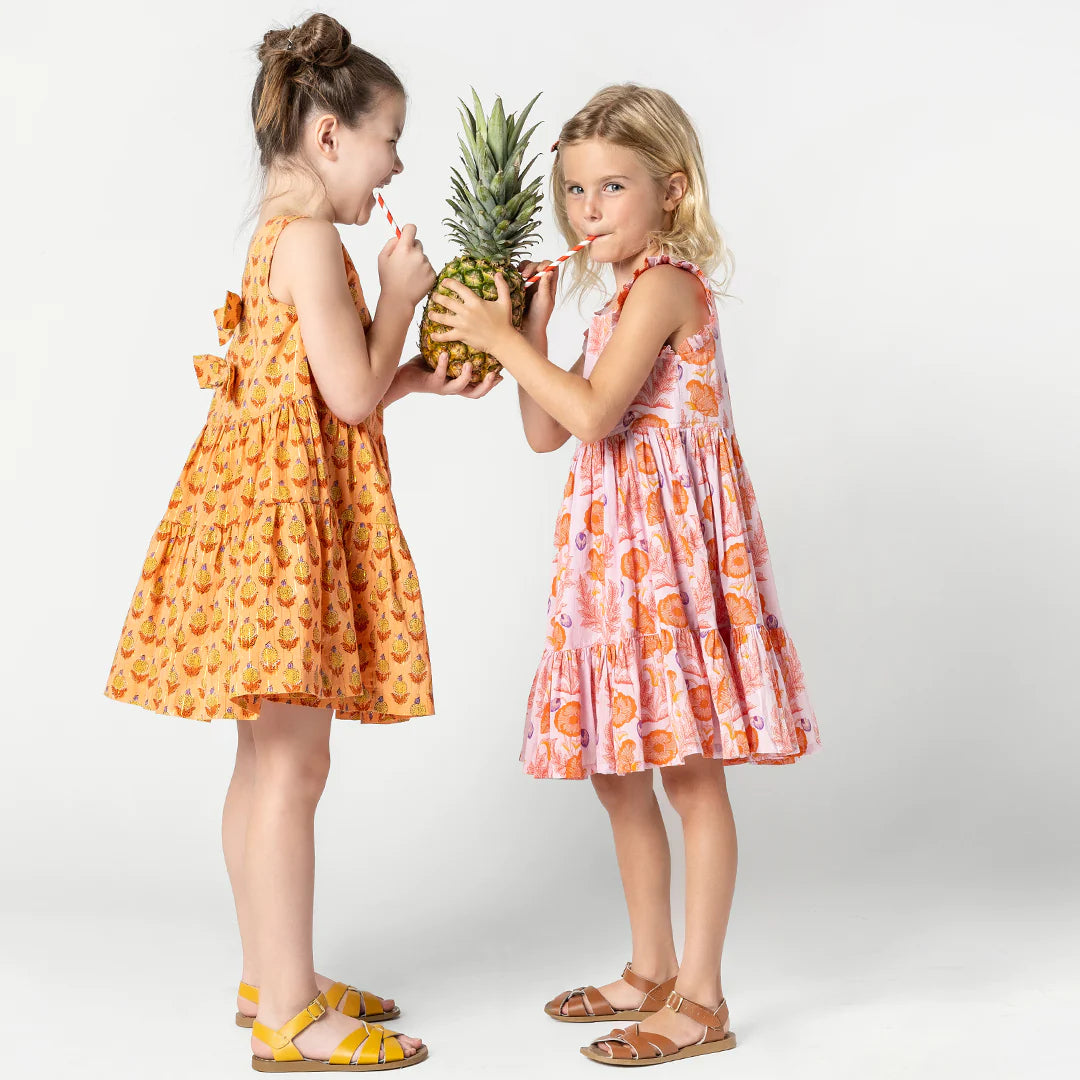 Girls Kelsey Dress - Purple Gilded Floral