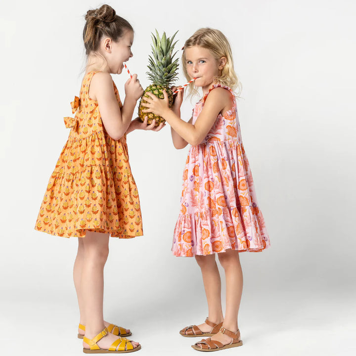 Girls Kelsey Dress - Purple Gilded Floral