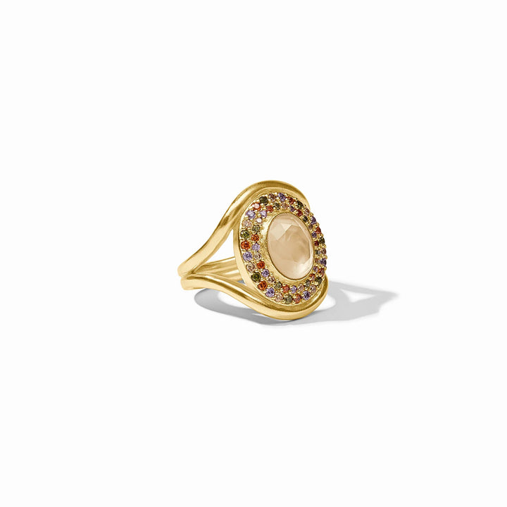 Stardust Statement Ring in iridescent champagne with multicolor crystal accents and gold-tone setting