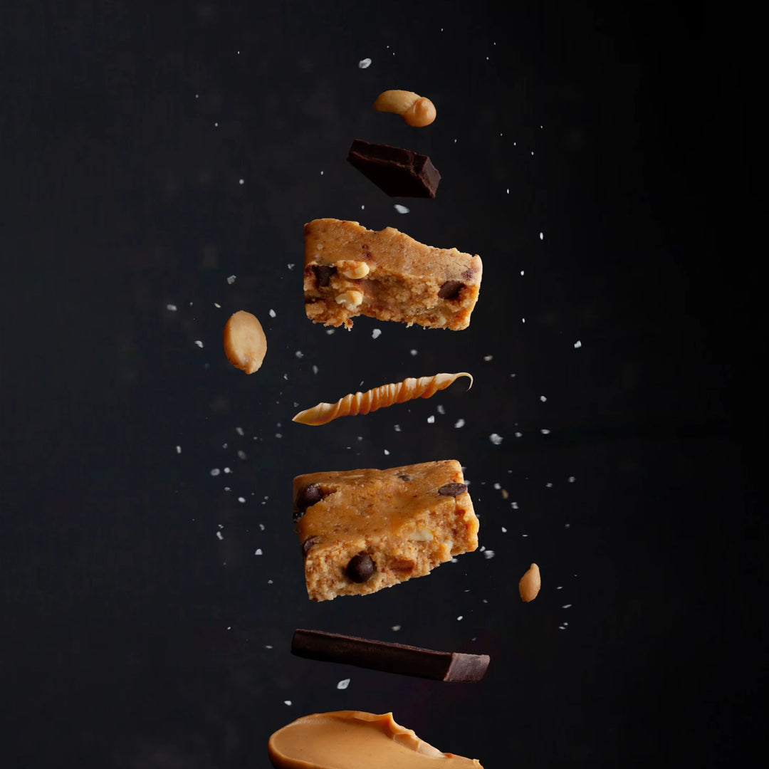 Stars + Honey Cacao Salt Caramel Peanut protein bar with cacao, caramel, peanuts, and sea salt