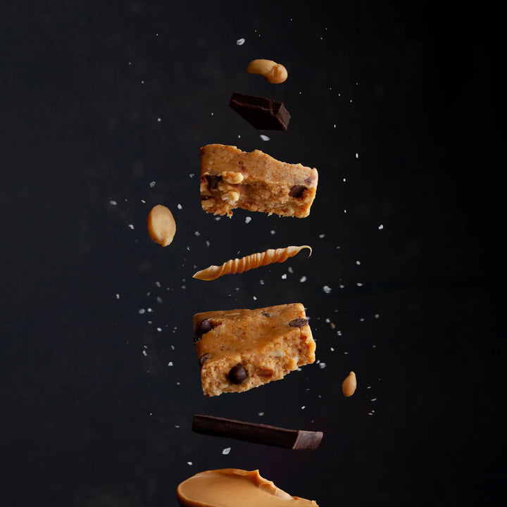 Stars + Honey Cacao Salt Caramel Peanut protein bar with cacao, caramel, peanuts, and sea salt