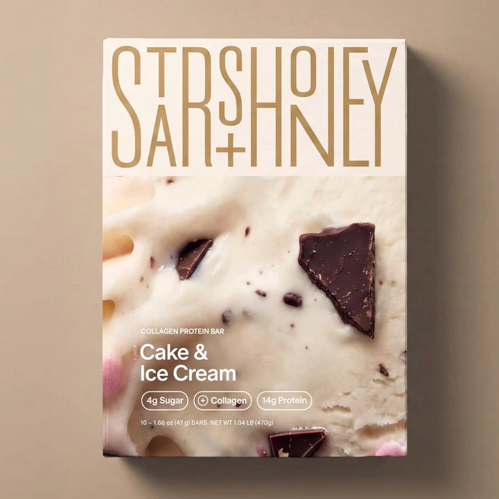 Stars + Honey Cake &amp; Ice Cream collagen protein bar box