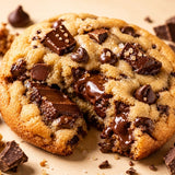 Chocolate chip cookie dough and chocolate chunks representing Stars + Honey Chocolate Chip Cookie Dough flavor