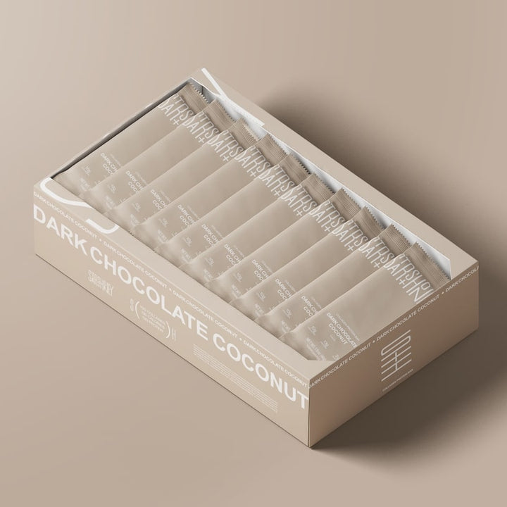 Stars + Honey Dark Chocolate Coconut collagen protein bar box packaging