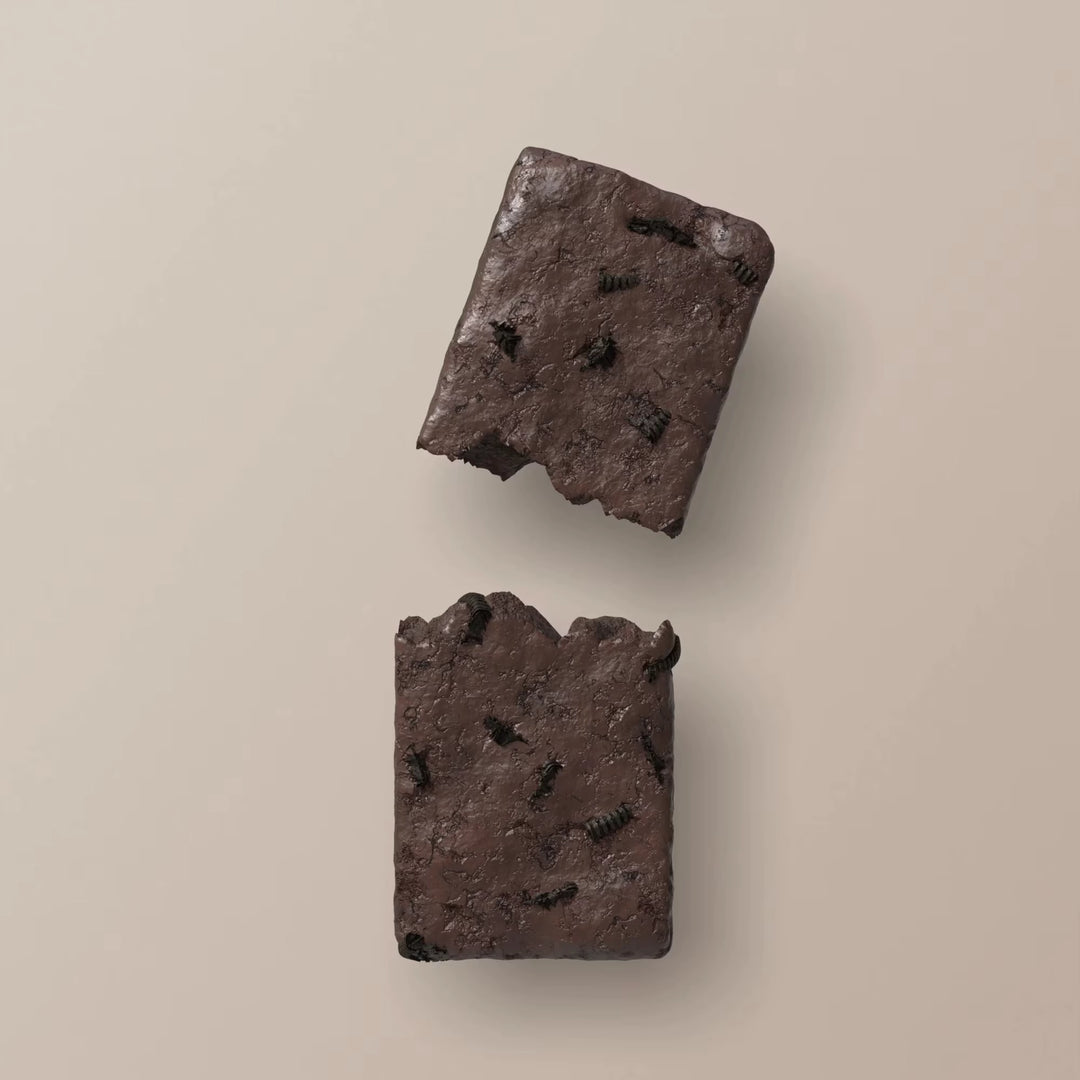 Close-up of Stars + Honey Mint Cookies and Cream collagen protein bar pieces