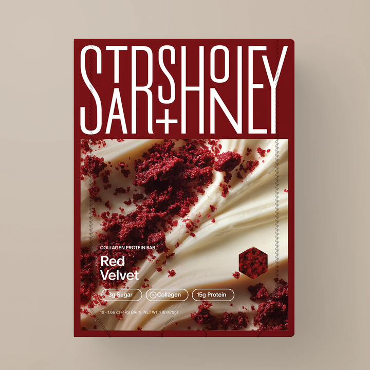 Stars + Honey Red Velvet collagen protein bars boxed set