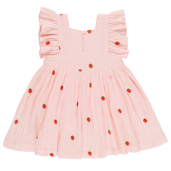 Girls Elsie Dress - Strawberry Embroidery