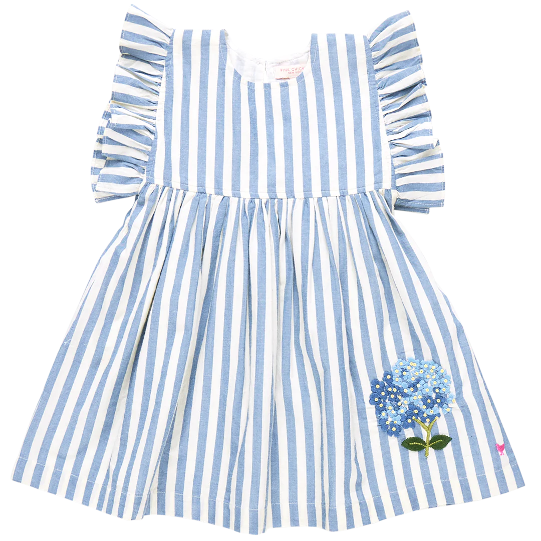 Girls Sarita Dress - Blue Stripe