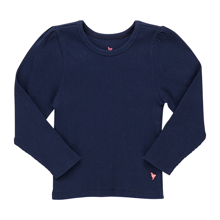 Girls Organic Camella Rib Top - Navy