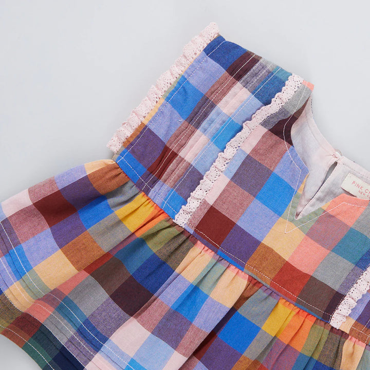 Girls Clary Top - Technicolor Check