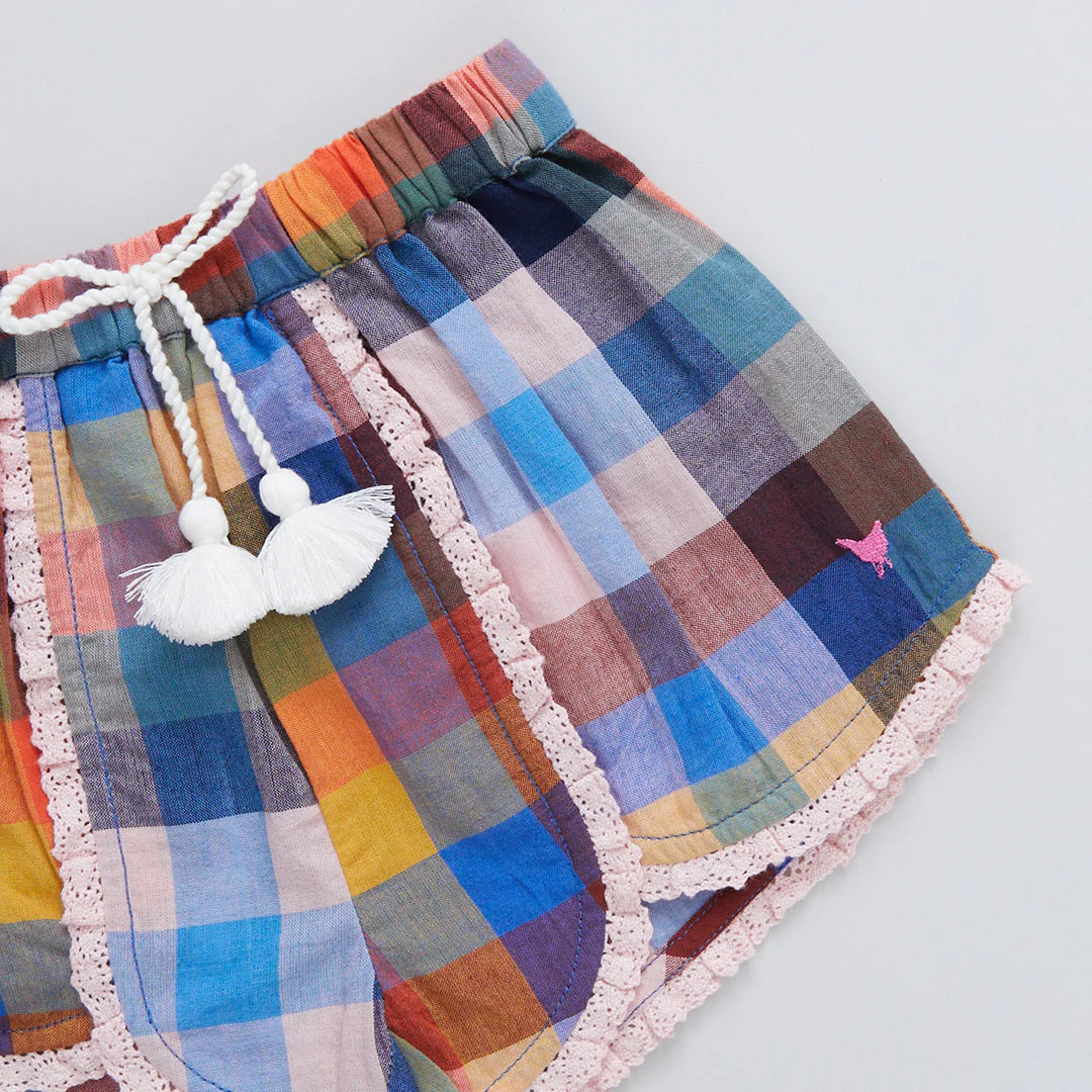 Girls Millie Short - Technicolor Check