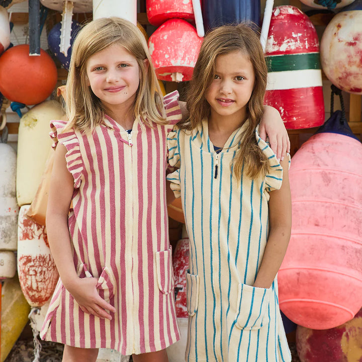 Girls Terry Coverup - Pink Stripe
