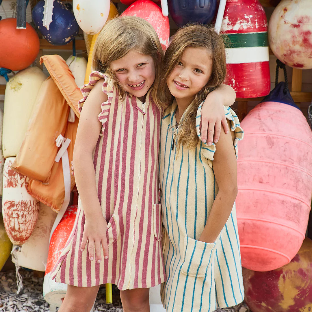 Girls Terry Coverup - Pink Stripe