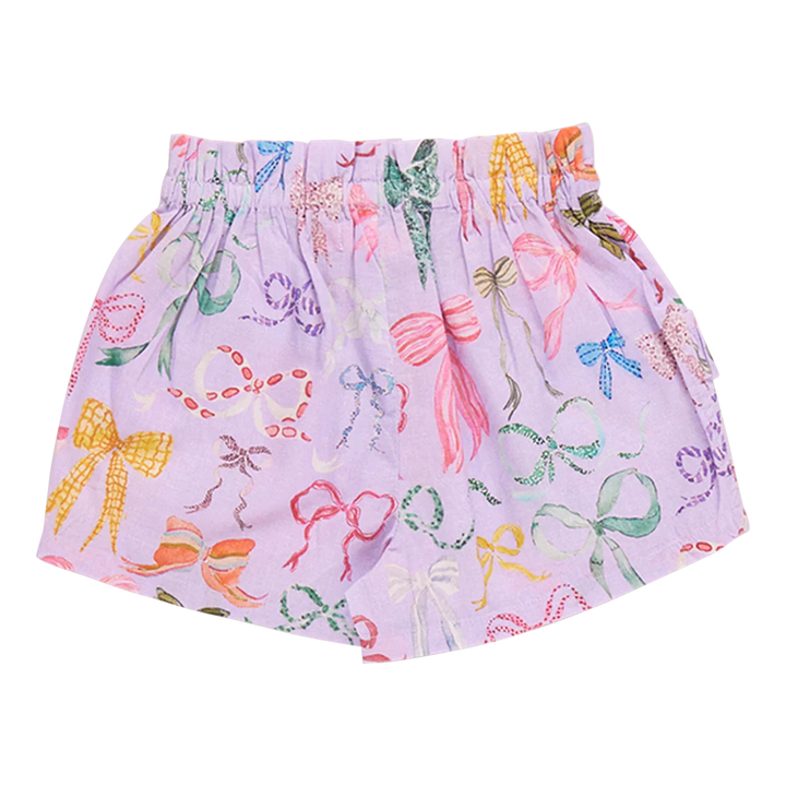 Girls Ruffle Theodore Short - Lavender Watercolor Bows