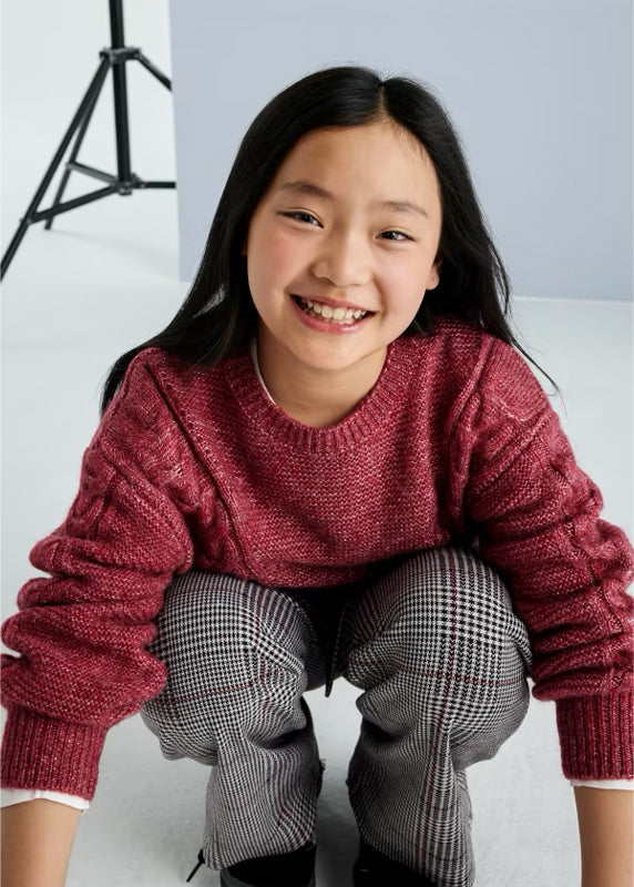 Tomato Mix Cable Knit Sweater