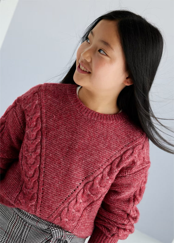Tomato Mix Cable Knit Sweater