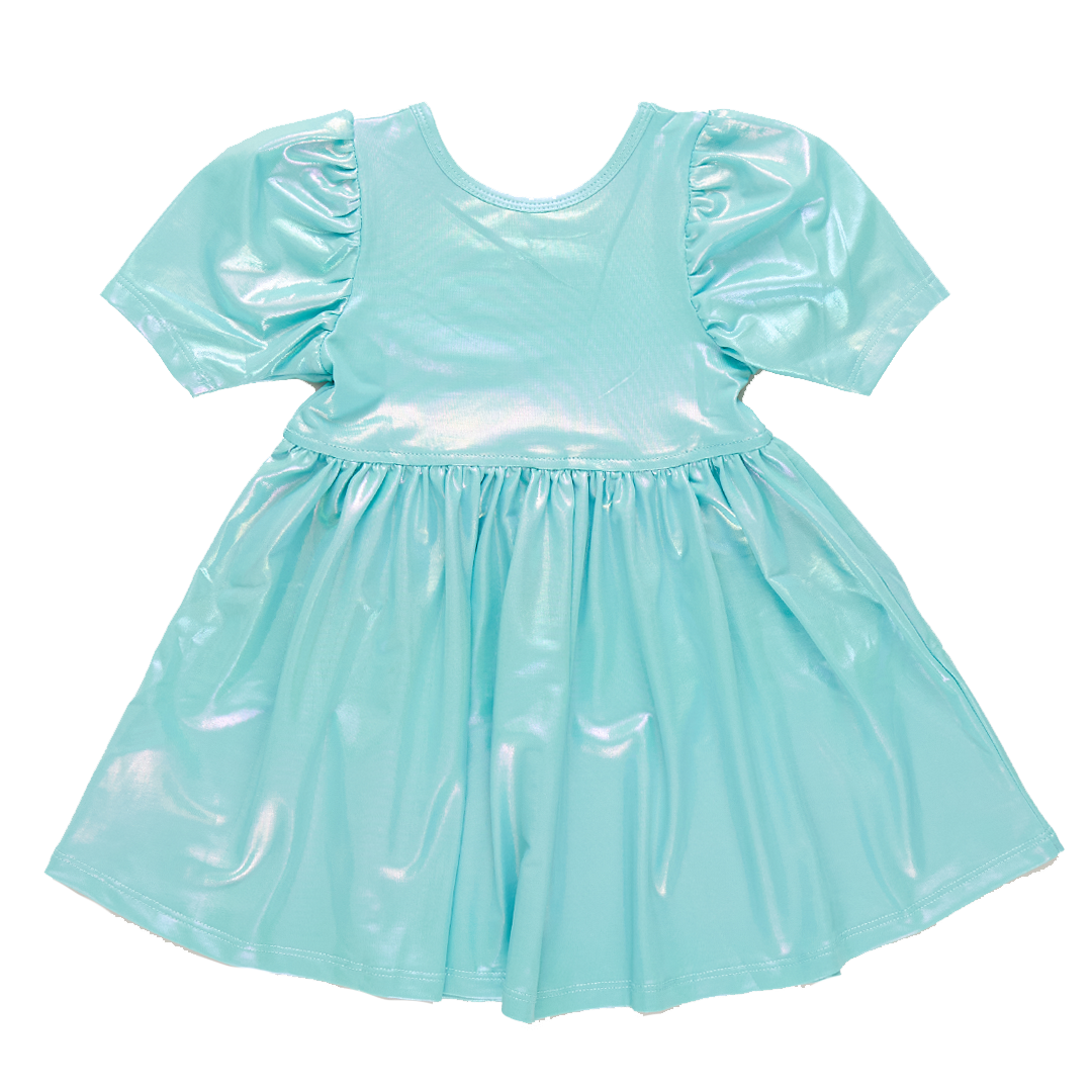 Girls Laurie Dress Turquoise Lame K&K's Giving Tree