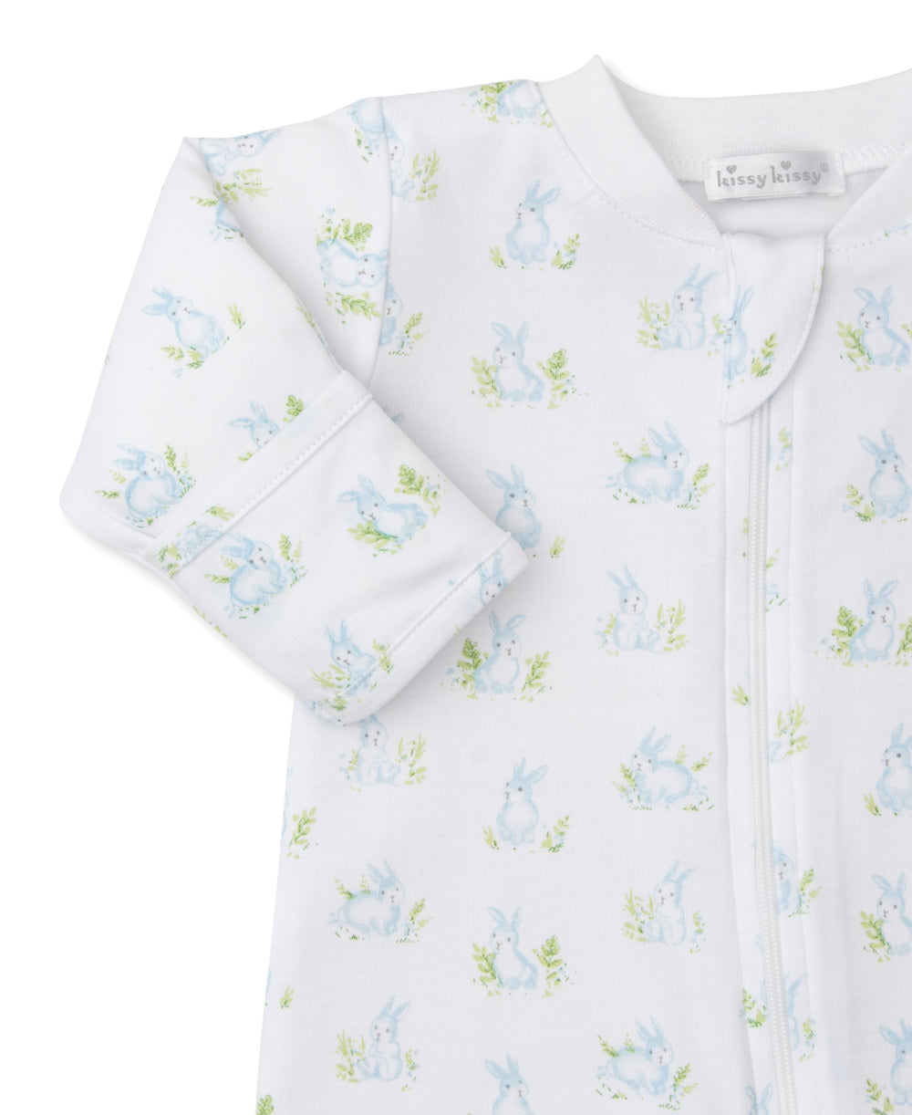Cottontail Hollows: Light Blue Bunnies Print Footie