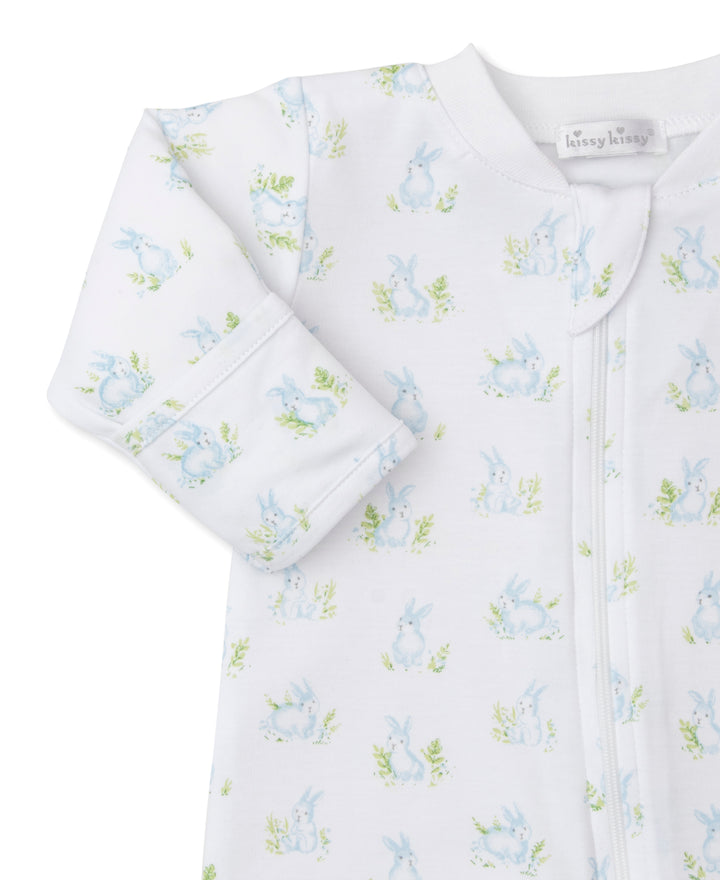 Cottontail Hollows: Light Blue Bunnies Print Footie