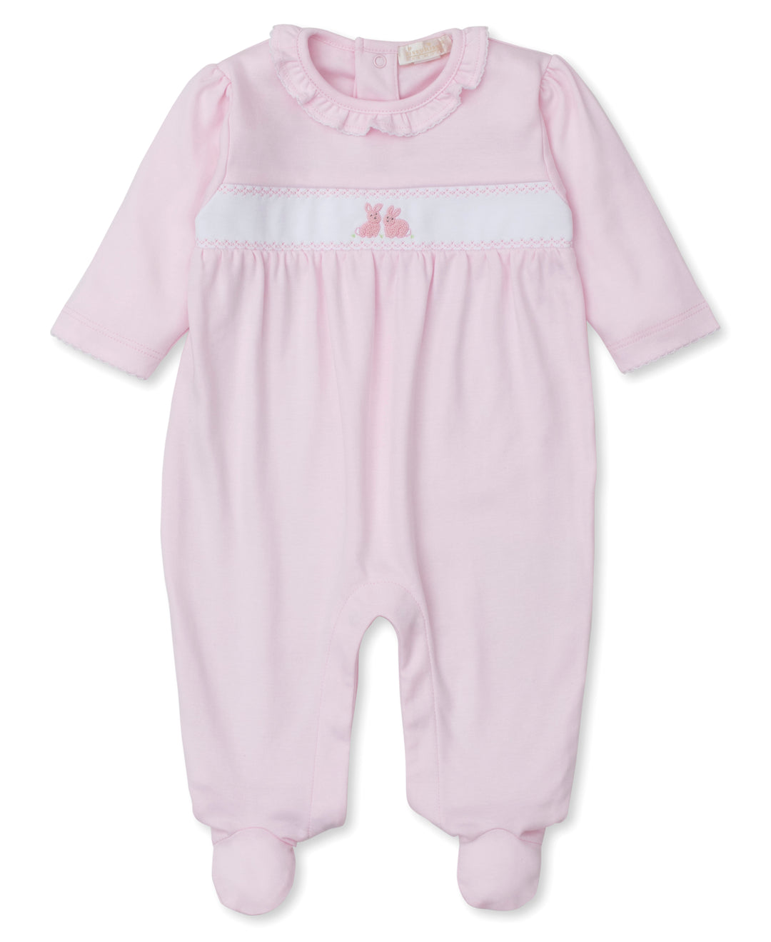 Premier Cottontail Hollows: Pink Footie w/ Hand Embroidered Bunnies
