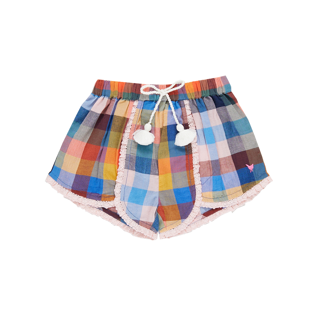 Girls Millie Short - Technicolor Check
