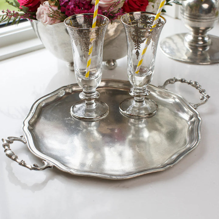 Vintage Scalloped Tray with Handles
